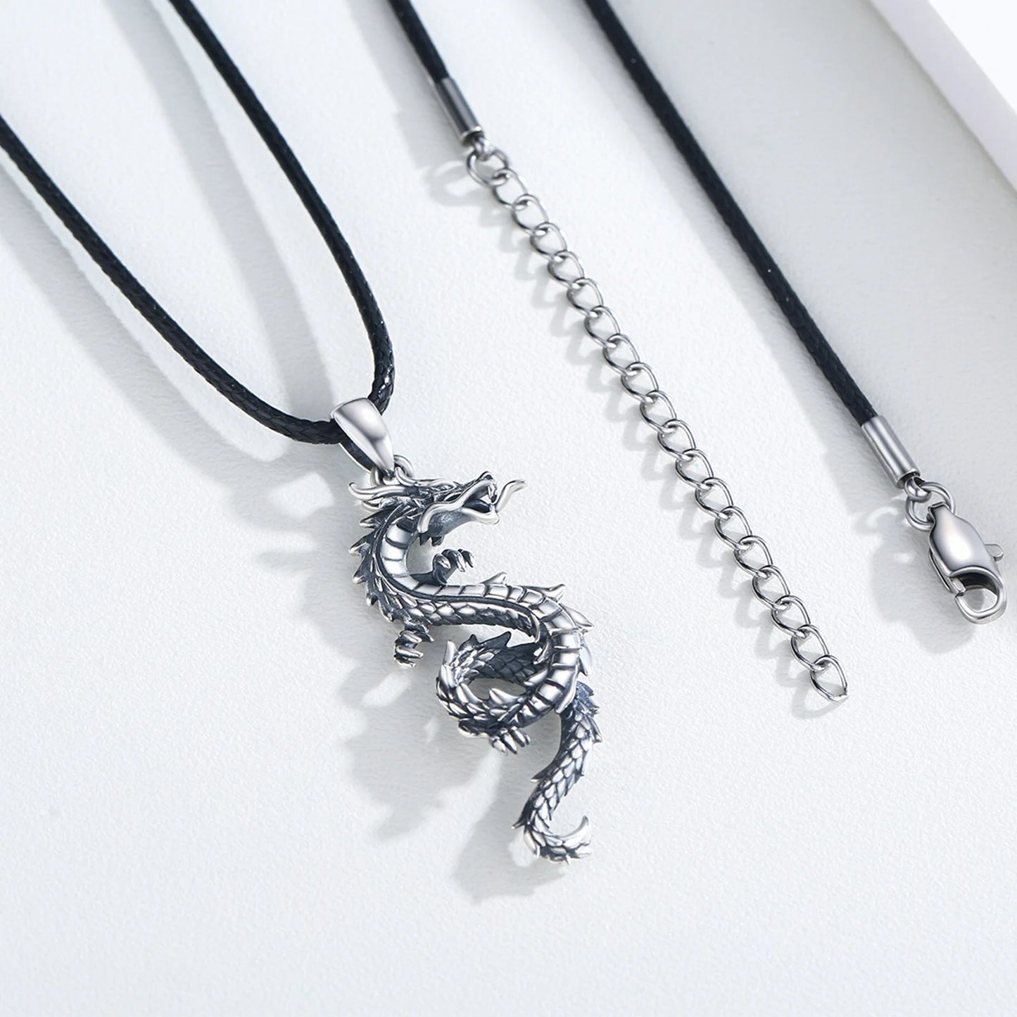 Dragon Necklace for Men 925 Sterling Silver Pendant Necklaces for Boys Son Jewelry Birthday Gift