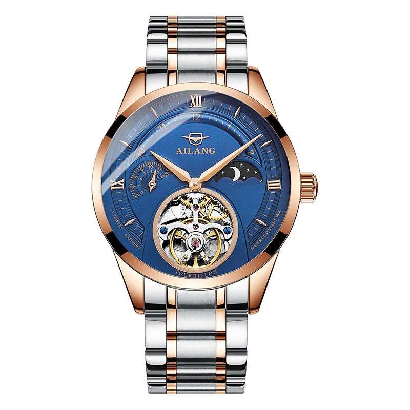 Automatic Mechanical Watches Mens Watches Top Brand Luxury Sapphire Genuine Leather Original Tourbillon Hollow Movement