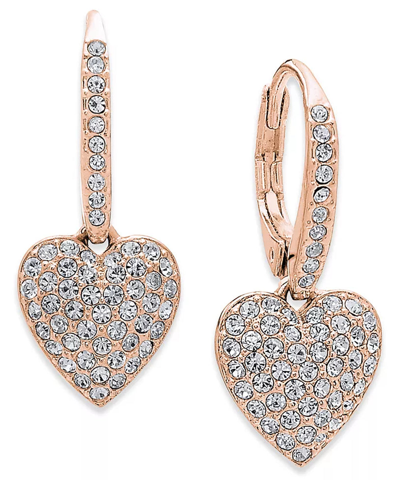 Pavé Heart Drop Earrings, Created for Macy'S