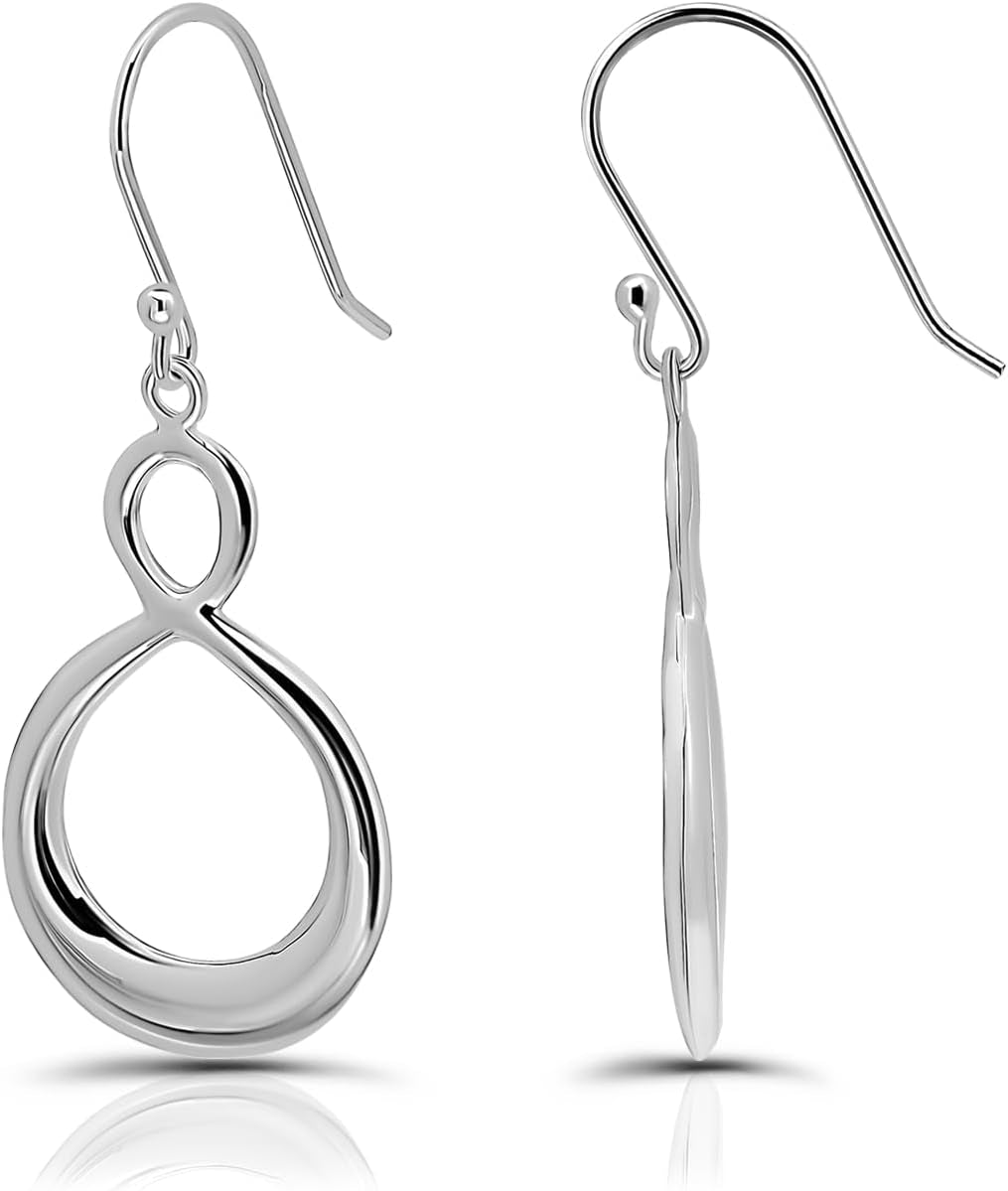 925 Sterling Silver Infinity Eternity 45Mm Figure Dangle Hook Earrings for Women, Teen Girls, Silver, Yellow Rose, Gold