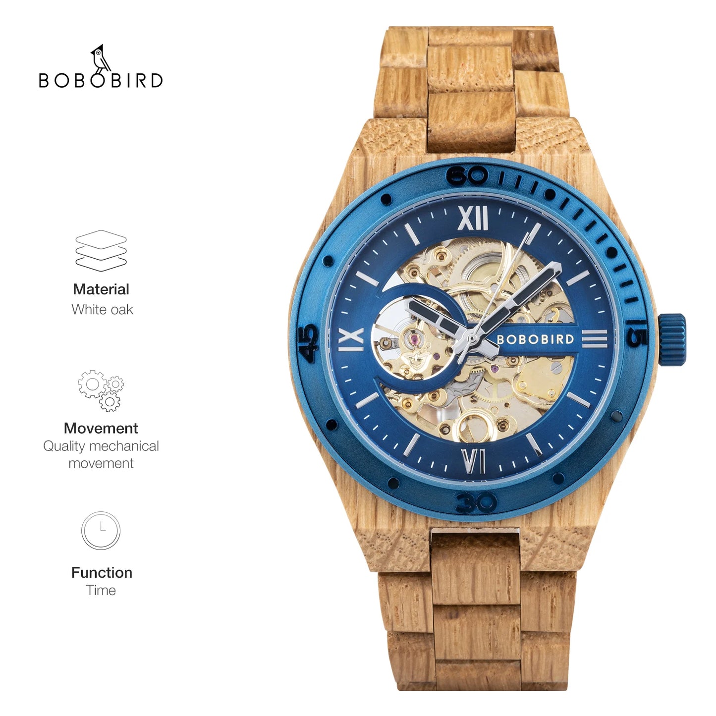 Men Mechanical Watch New Top Wood Sport Wristwatches Hollow Out Automatic Mechanical Watch Custom Great Gift Box