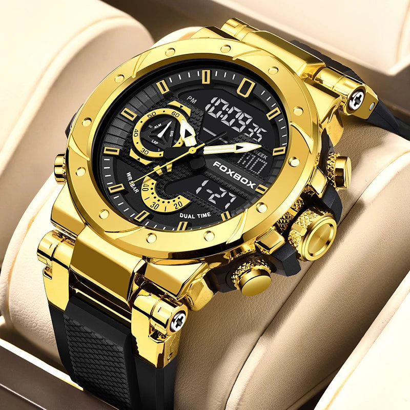 Foxbox Top Brand Luxury Man Wristwatch Waterproof Luminous Date Week Men Watches Silicone Quartz Men'S Watch Male Reloj