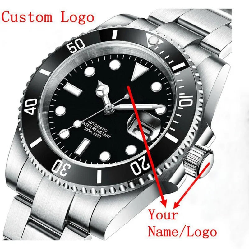 Custom Logo SUB Design Diving Watch Men Luxury Automatic Mechanical Watches Waterproof Sapphire Crystal Ceramic Bezel Luminous