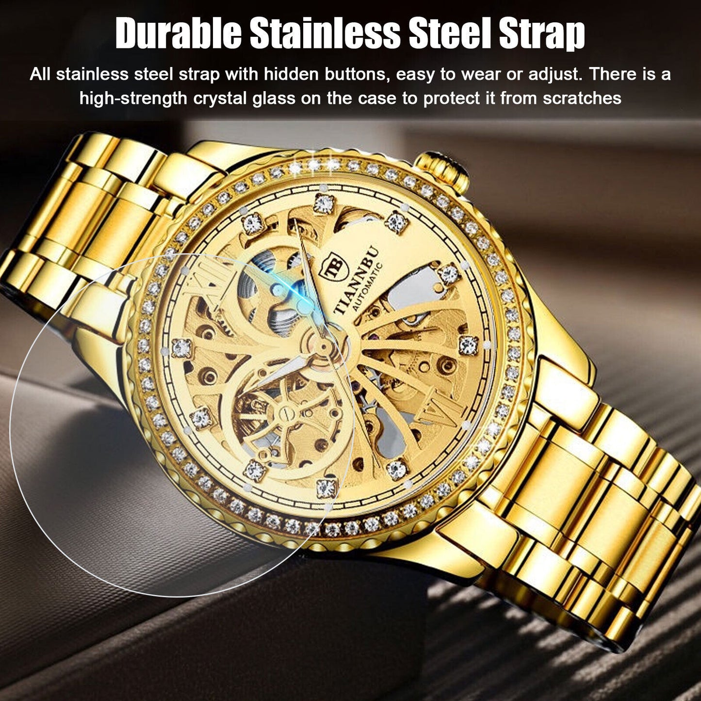 Waterproof Men'S Women Luxury Automatic Mechanical Classic Stainless Steel Watch