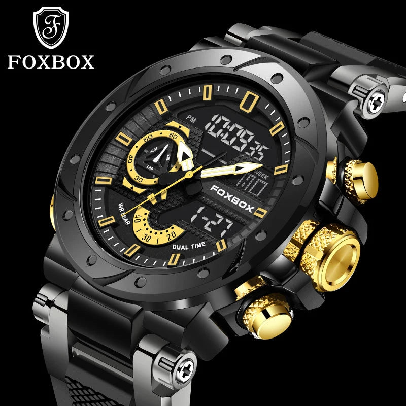 Foxbox Top Brand Luxury Man Wristwatch Waterproof Luminous Date Week Men Watches Silicone Quartz Men'S Watch Male Reloj