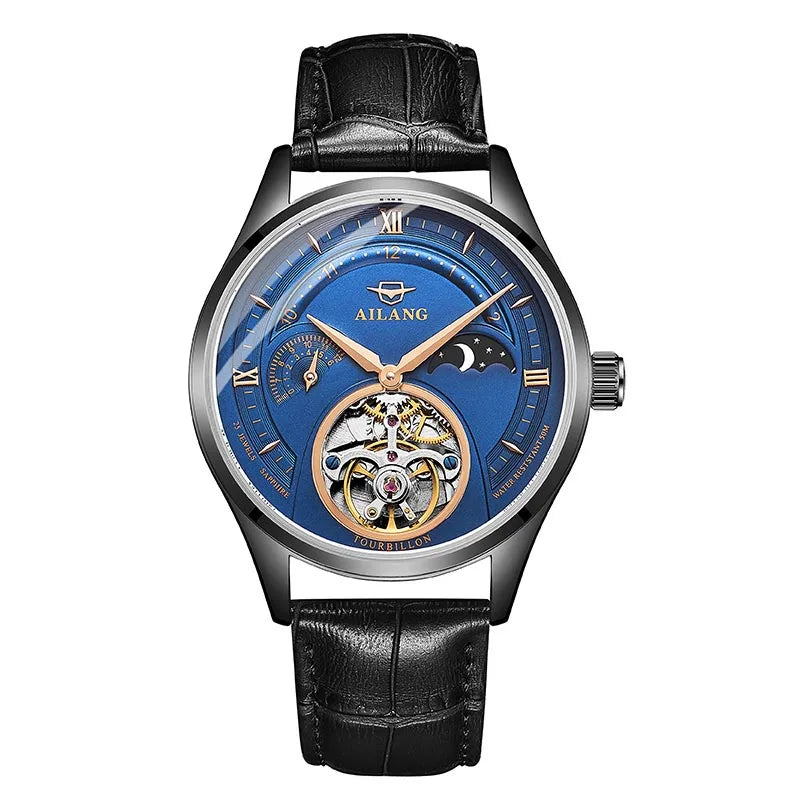 Automatic Mechanical Watches Mens Watches Top Brand Luxury Sapphire Genuine Leather Original Tourbillon Hollow Movement