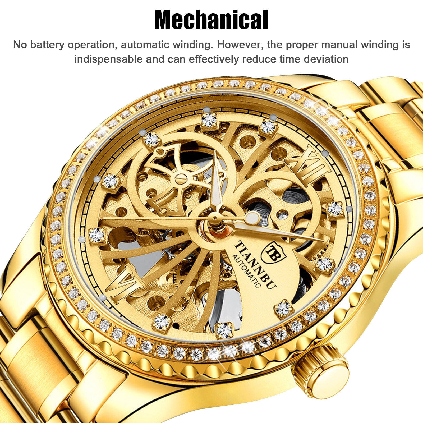 Waterproof Men'S Women Luxury Automatic Mechanical Classic Stainless Steel Watch