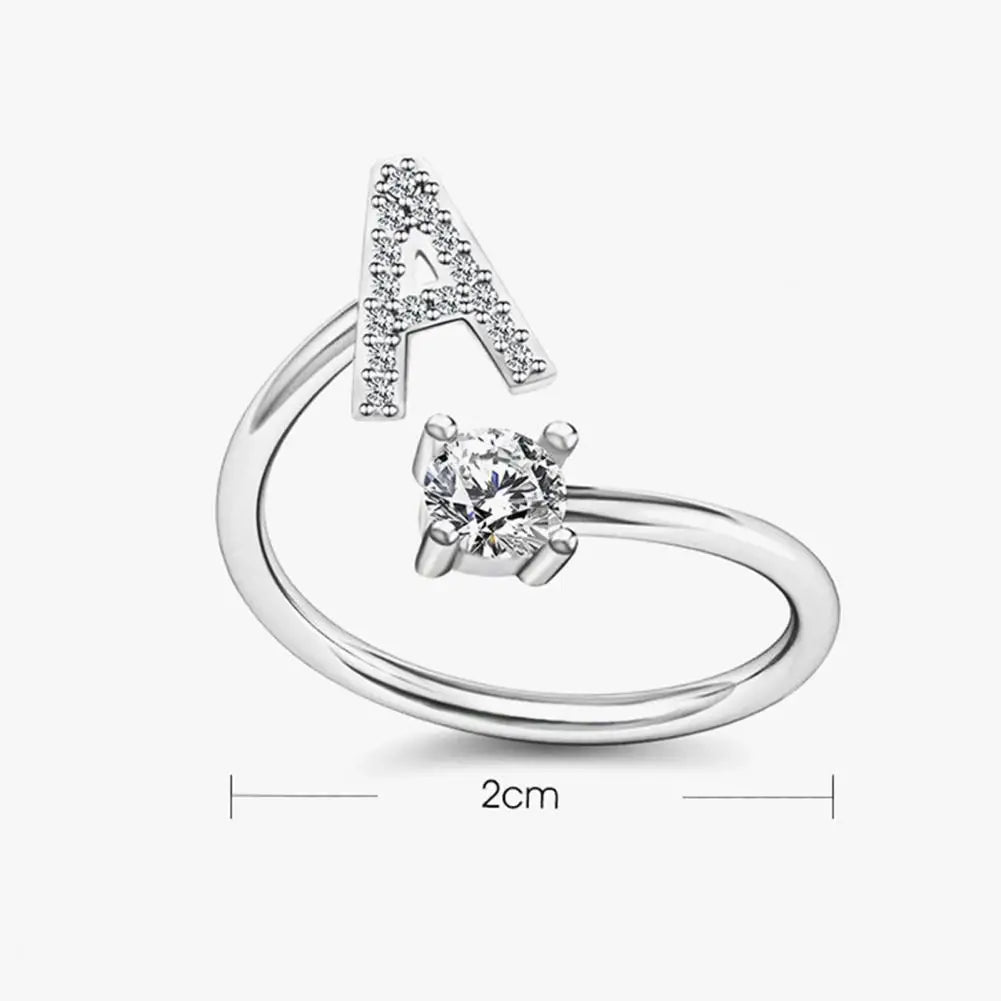 Adjustable a to Z Alphabet Open Ring Couple Wedding Band Jewelry Accessory Gift