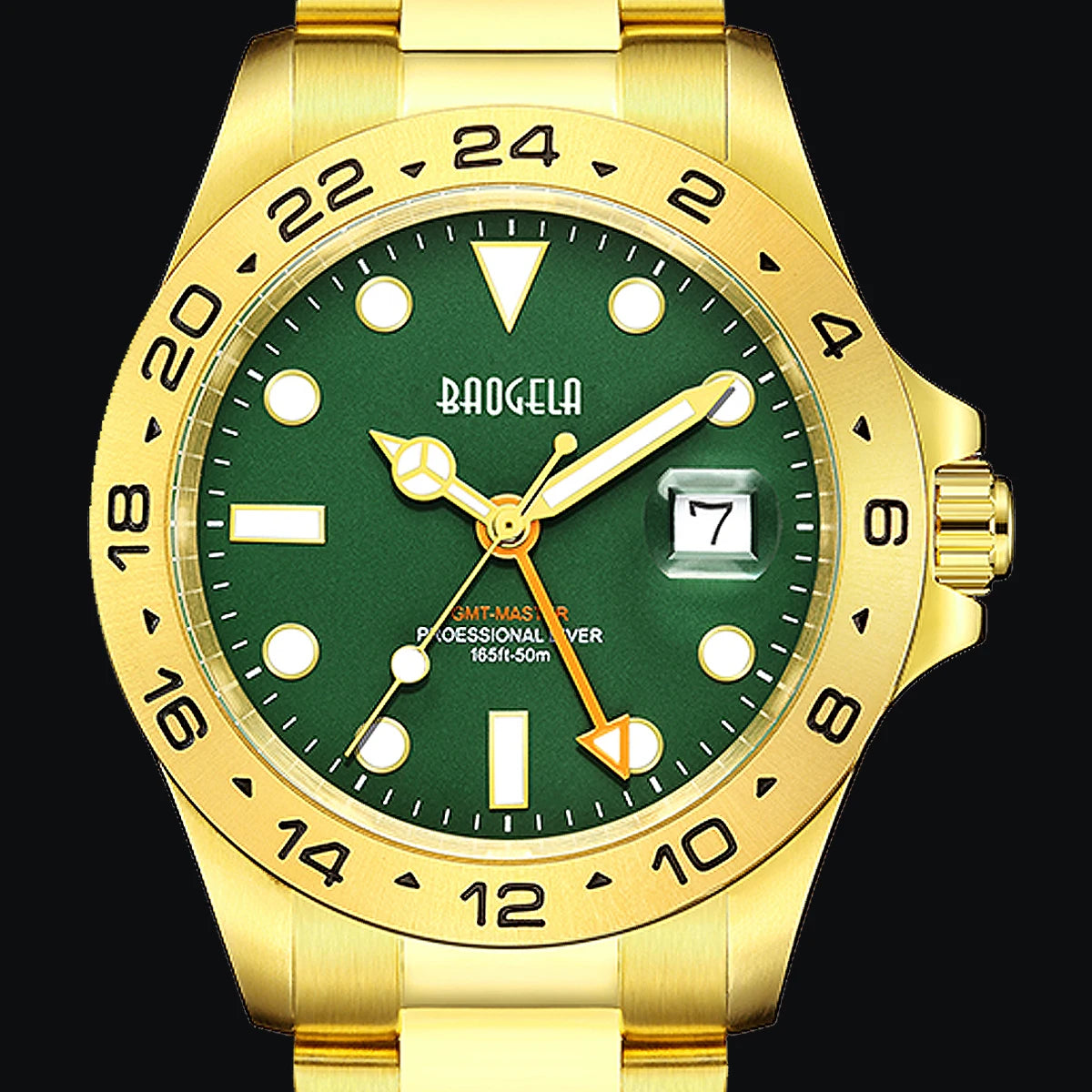 New Men Luxury Watch 304 Stainless Steel Luminous Dial 50M Diving Fashion Couples Sport Watch Wristwatch Gold Green