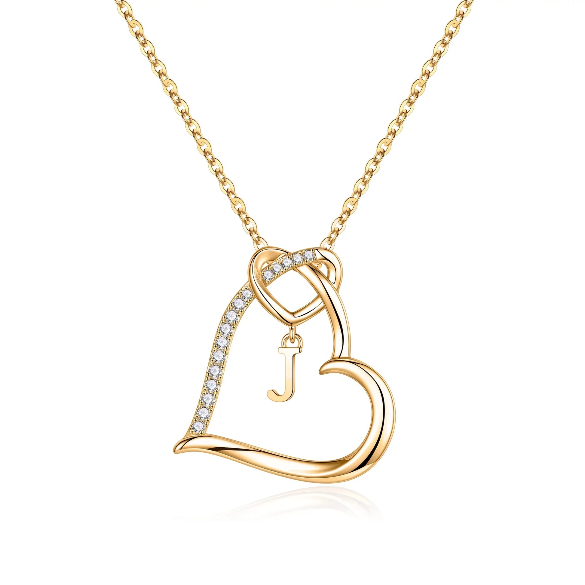 Heart Initial Necklaces for Women Girls 14K Gold Plated Heart Initial Necklaces Dainty Letter Initial Pendant Necklace for Women