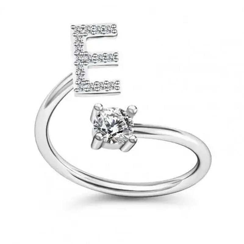 Adjustable a to Z Alphabet Open Ring Couple Wedding Band Jewelry Accessory Gift