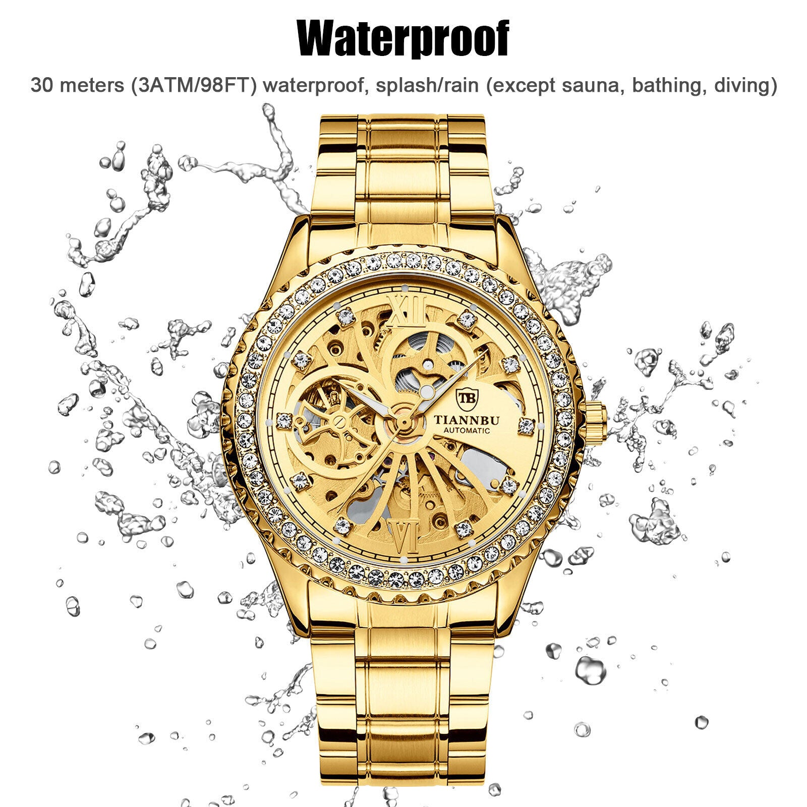 Waterproof Men'S Women Luxury Automatic Mechanical Classic Stainless Steel Watch