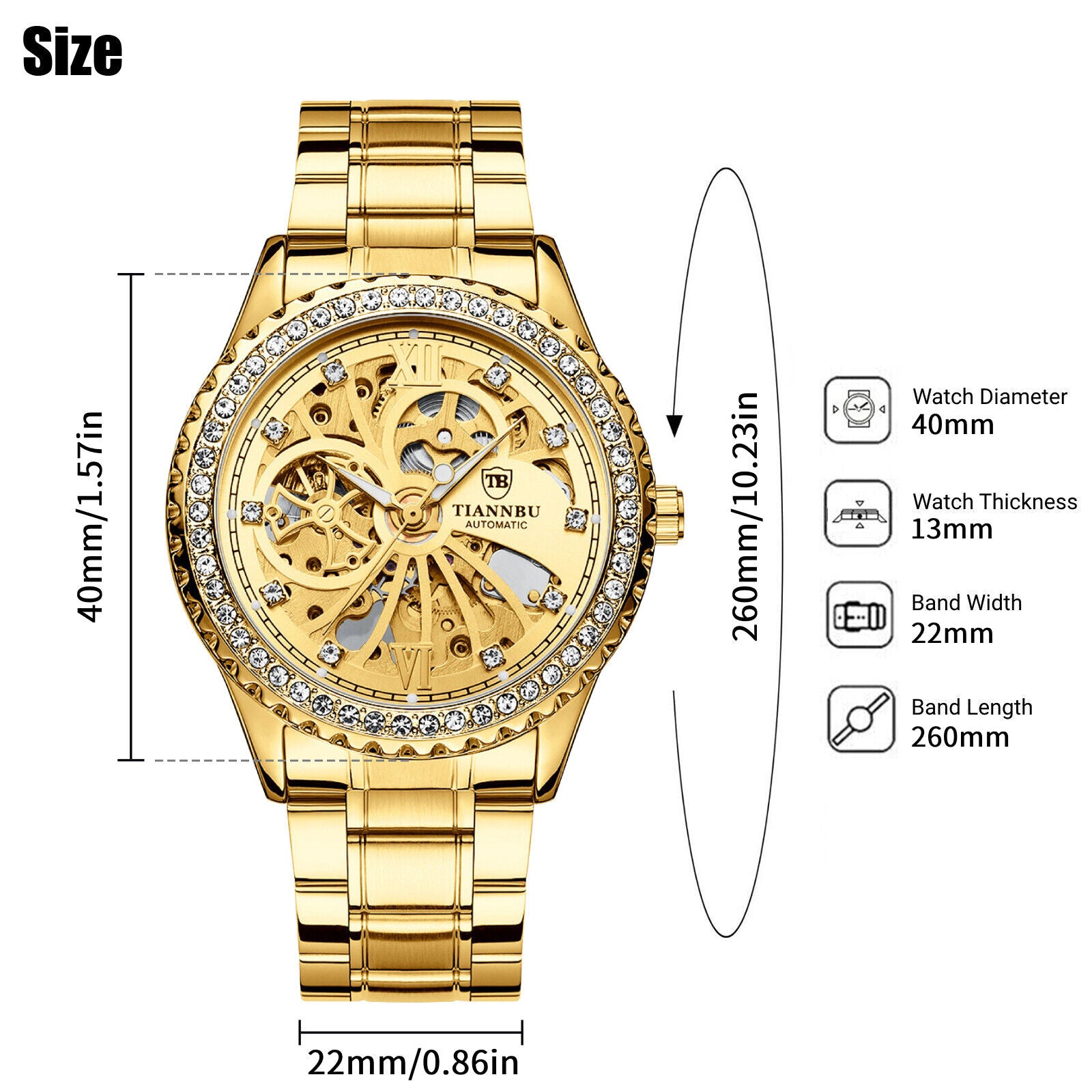 Waterproof Men'S Women Luxury Automatic Mechanical Classic Stainless Steel Watch