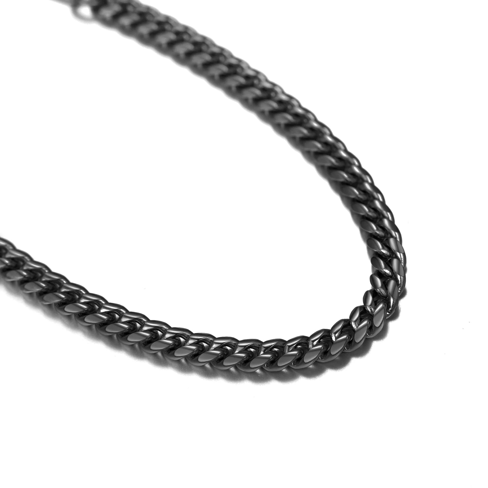 Cuban Link Black 6MM Wide Chain Bracelets Punk Mens Women Jewelry Gift, 21" Length